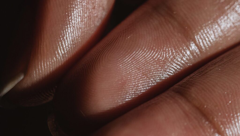 fingers with oil skin