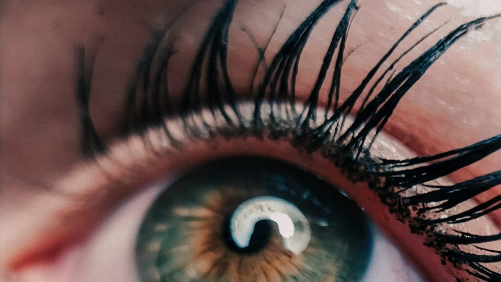 close up of an eye with mascara