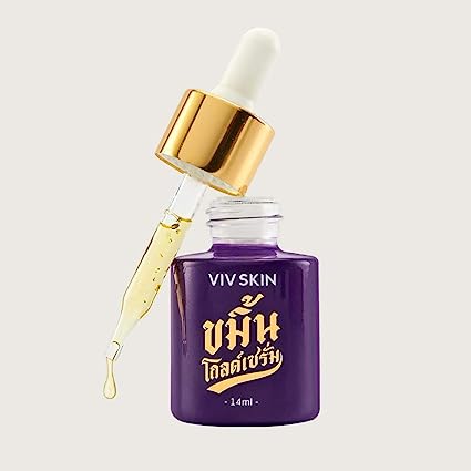 a bottle of Viv skin gold serum